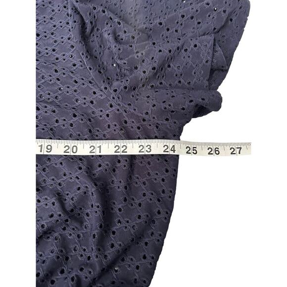 Lane Bryant Top Womens Size 22/24 Blue Eyelet Short Sleeve Crew Neck Peplum - Picture 10 of 13